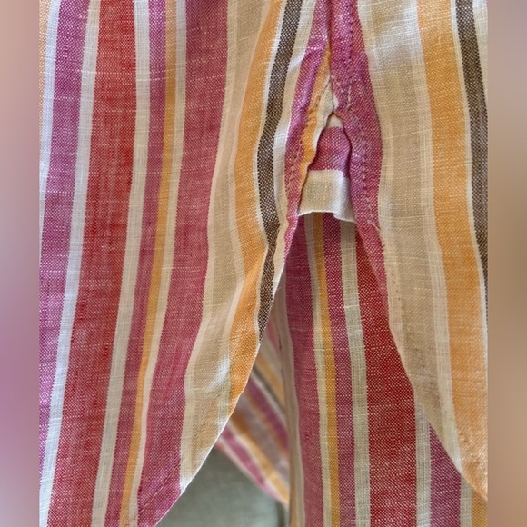 Chicos 100% Linen Striped Button Up Blouse Top Size M - Picture 6 of 11